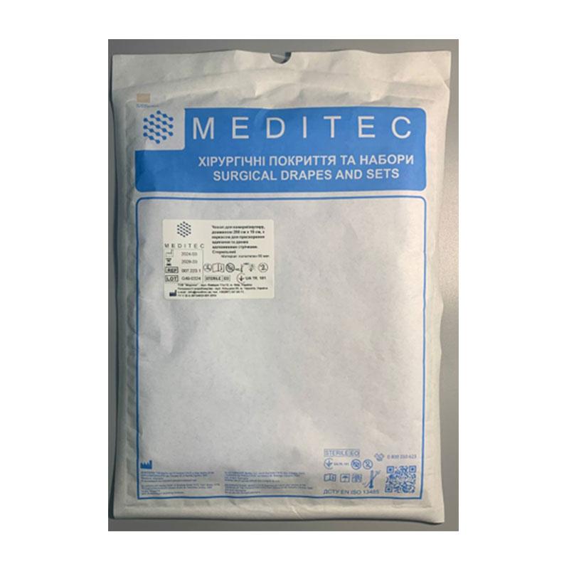 Чохол для камери/окуляру, довжиною 250 см х 15 см «Meditec®», з каркасом для прискорення вдягання та двома адгезивними стрічками, матеріал, поліетилен 60 мкл